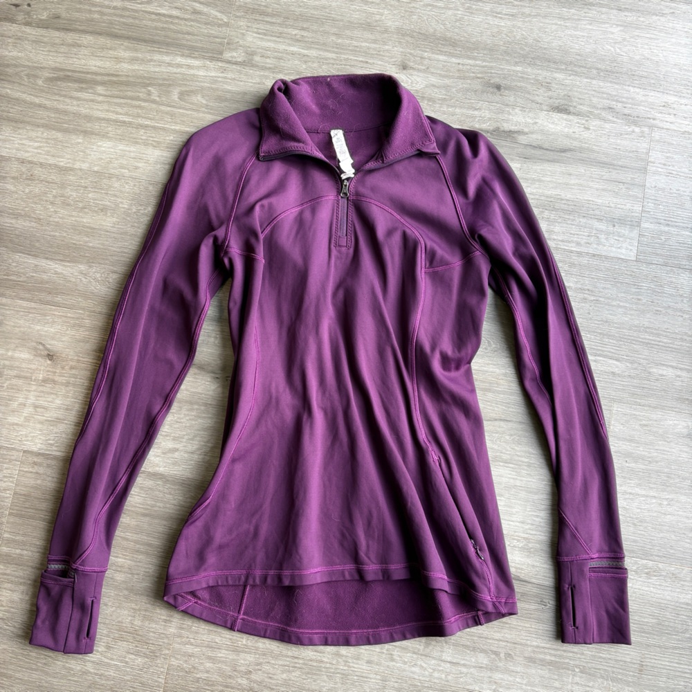 Lululemon First Mile 1/2 Zip Fleece Sweatshirt - Darkest Magenta Purple